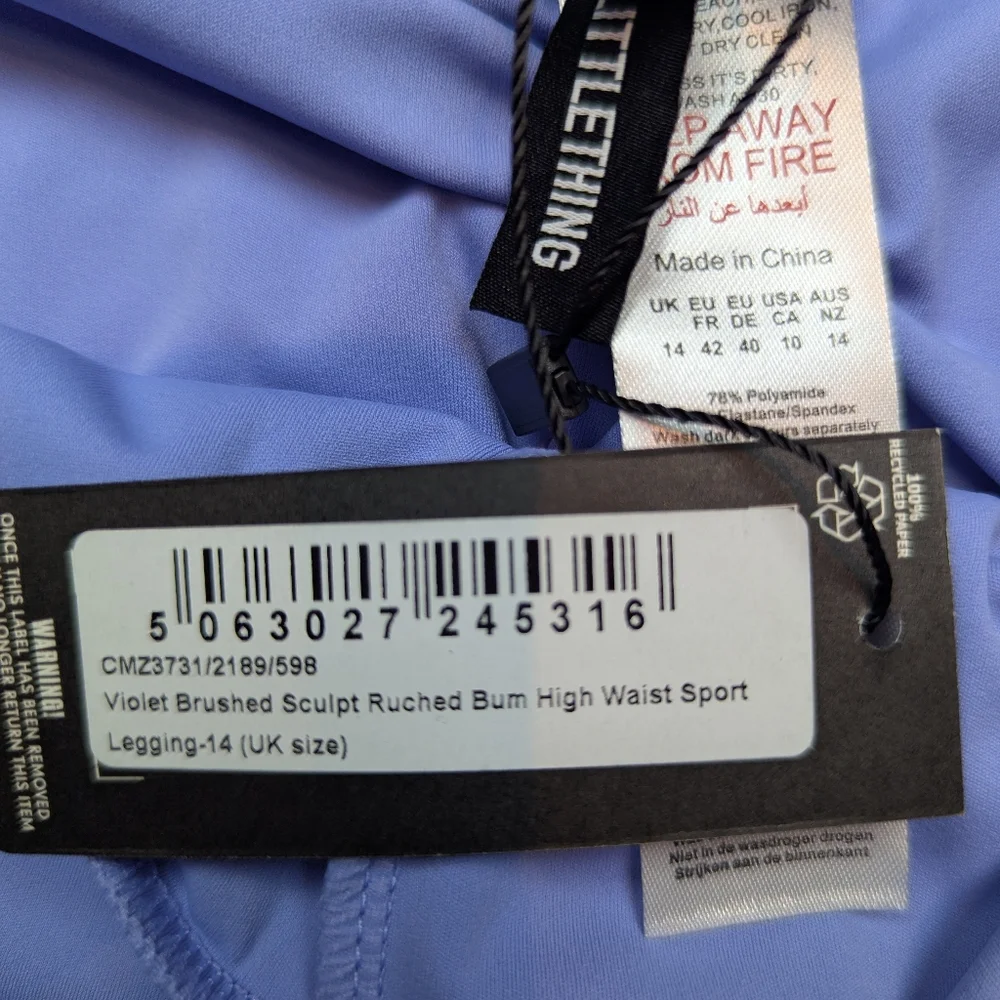 Violet Brushed Sculpt Ruched Bum High Waist Sport Leggings Size 10 - Picture 6 of 7